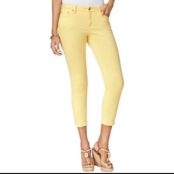 NWT Michael Kors Izzy Skinny Yellow Jeans - Picture 1 of 9